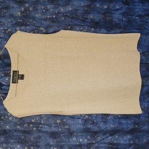 🍂3/$10 Finity Sleeveless Gold Boat Neck Tank Blouse w/ Iridescent Bead Accents